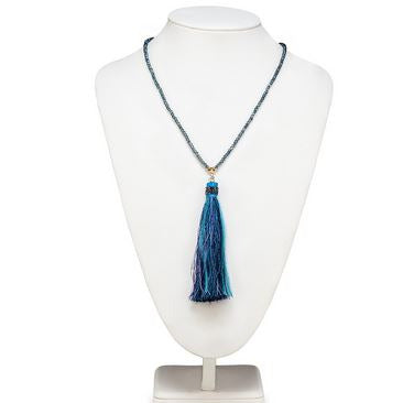 Long Bead Necklace with Tassel