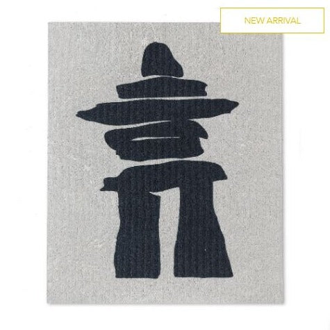 Inukshuk and Maple Leaf Swedish Dishcloth Set of 2