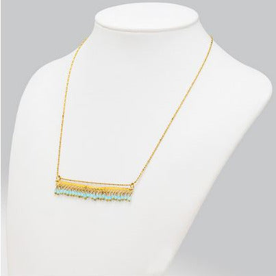 Bar Necklace with Bead Fringe