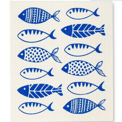Swedish Dish Cloth Blue Fish - Set of 2
