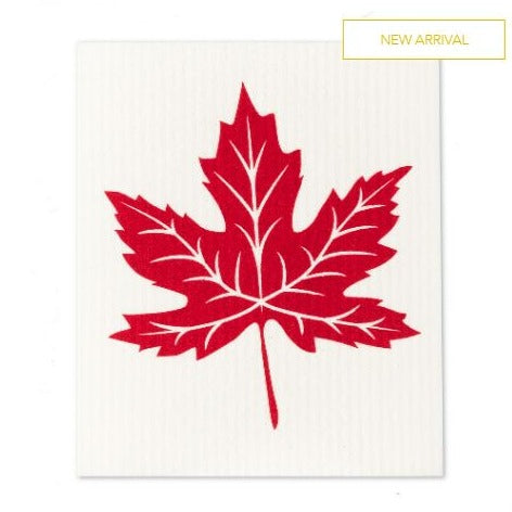 Inukshuk and Maple Leaf Swedish Dishcloth Set of 2