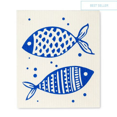 Swedish Dish Cloth Blue Fish - Set of 2