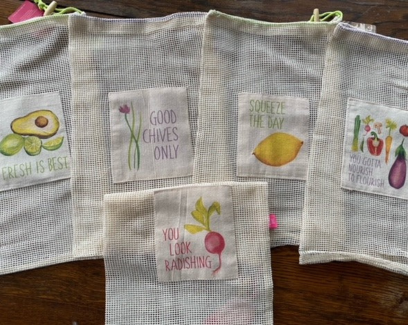 Reusable Produce Bag -  reusable grocery bag, produce bag, bulk food bag, vegetable bags, dry goods bag, mesh bag