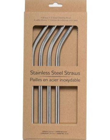 Life Without Waste Stainless Steel Reusable Straws (4 Straws + Brush)