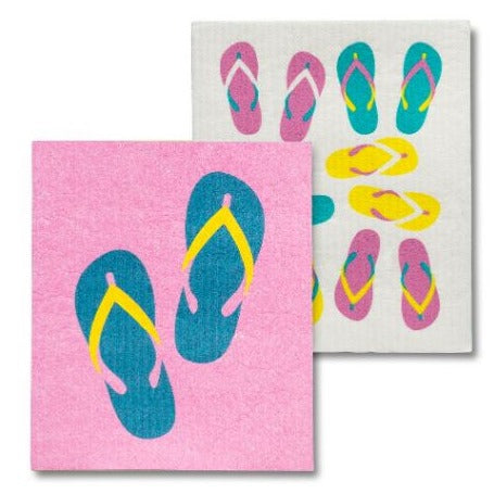 Flip Flops Swedish Dishcloth Set of 2