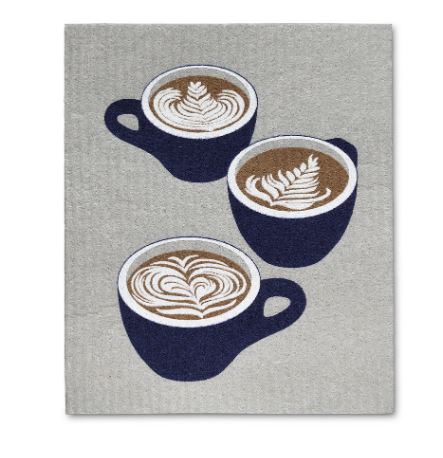 Coffee Cup Motif Swedish Dishcloth Set of 2