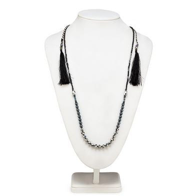 Double Strand Black Tassel Necklace