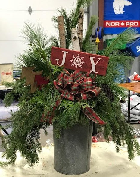 Christmas Porch Bucket Arrangement Workshop Nov 19 1-3pm