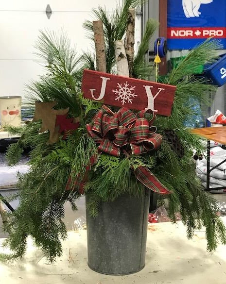 Christmas Porch Bucket Arrangement Workshop Nov 12 7-9pm