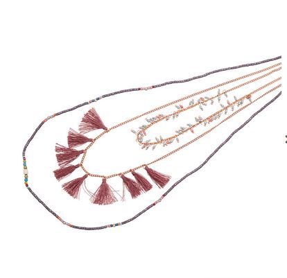 Boho Trio Necklace with Mini Tassels