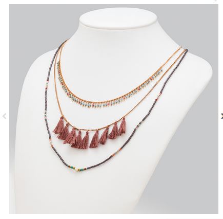 Boho Trio Necklace with Mini Tassels