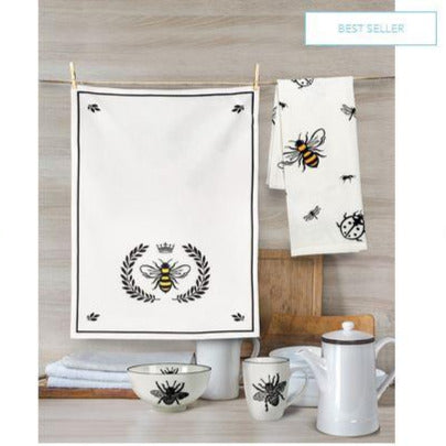 Bee in Crest Tea Towel