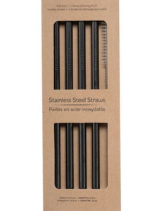 Life Without Waste Eco-Friendly Reusable Straw Set (4 Straws + Brush)