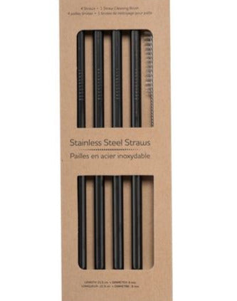 Life Without Waste Eco-Friendly Reusable Straw Set (4 Straws + Brush)
