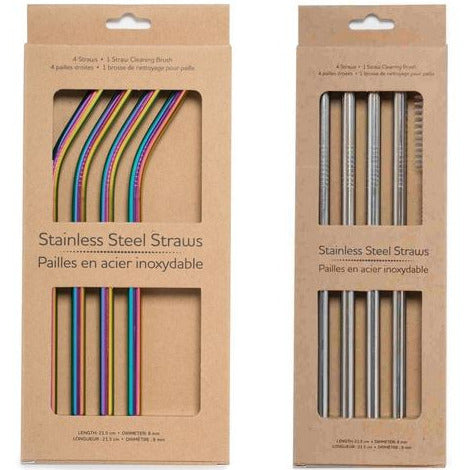 Life Without Waste Stainless Steel Reusable Straws (4 Straws + Brush)