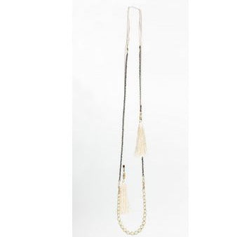 Double Strand Necklace with Ivory Tassel and Pearls