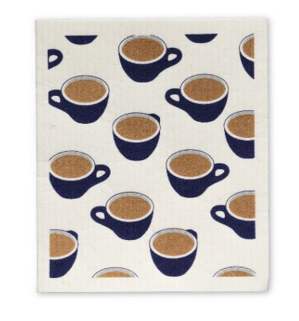 Coffee Cup Motif Swedish Dishcloth Set of 2