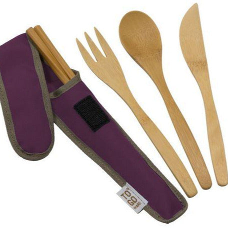 To-Go Re-usable Bamboo Cutlery and Chopsticks Set